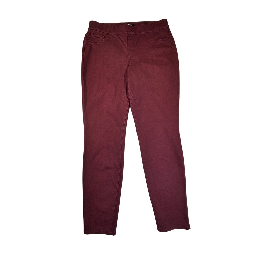 Nine West Jeans Womens 12 Burgundy Pull On Skinny Pants Stretch Maroon Skimmer